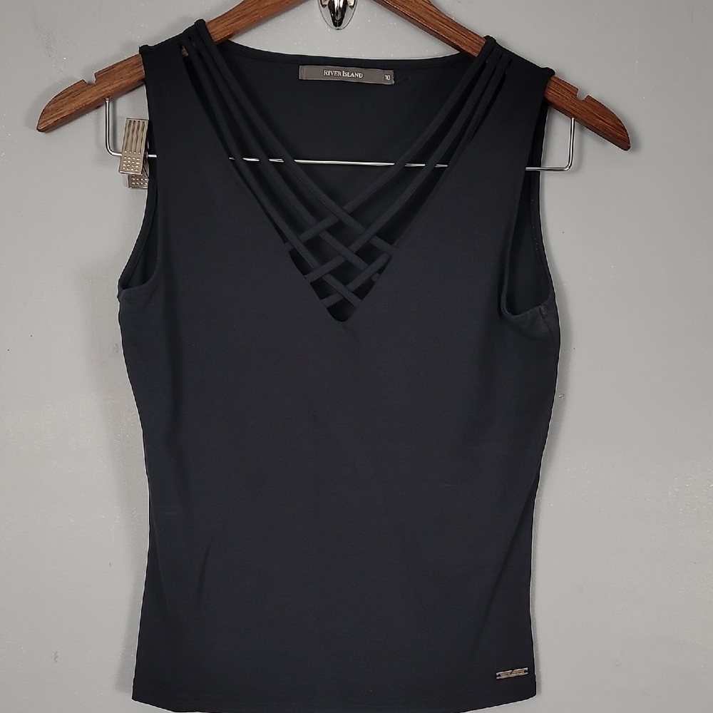 River Island Black Sleeveless Fitted Tank Top